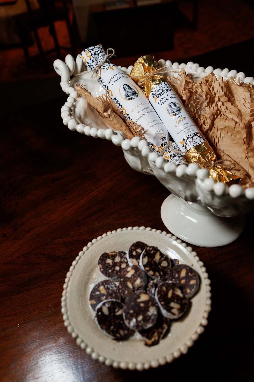 A table set with Not A Salami for a corporate gathering
